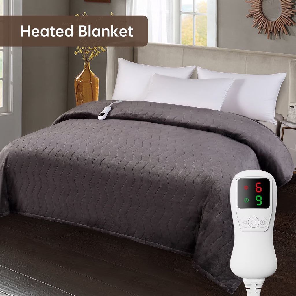 Heated Blanket Full Size, Washable Heated Blanket Electric, Electric Blanket, Dark Gray, 72" X 84", Blanket Warmer Heating Blanket Heat Warming Blanket Electric Blanke Heater